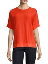 Eileen Fisher Silk Elbow Sleeve Sweater In Hot Red