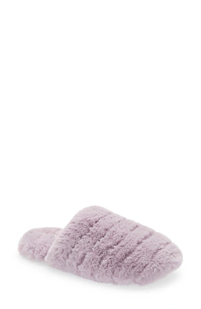 Madewell Recycled Faux Fur Quilted Scuff Slipper In Provence Grape