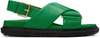 Marni Fussbett - Crossed Calf Sandal In Green