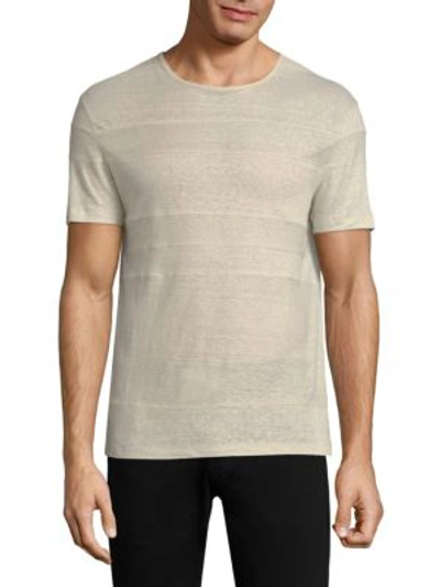 John Varvatos Short Sleeve Engineered Stripe T-shirt In Fossil Grey