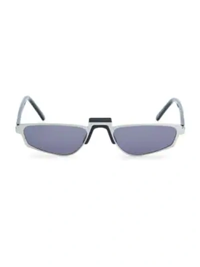 Andy Wolf Ojala Thin Rectangular Sunglasses In Silver Black