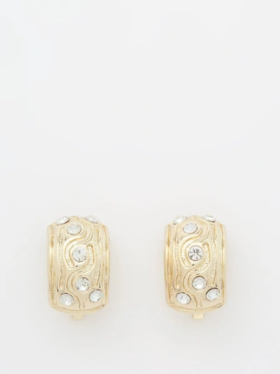 By Alona Nellie Crystal & 18kt Gold-plated Clip Earrings In Yellow Gold