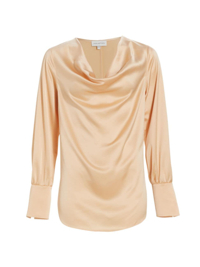 Halston Luisa Cowl-neck Top In Beige