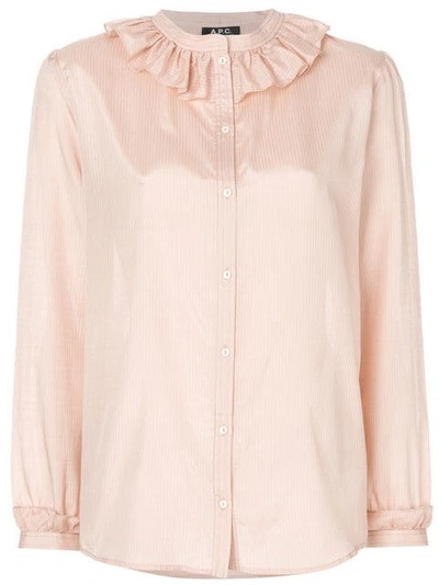 Apc Josephine Ruffled Cotton And Silk-blend Voile Blouse In Beige Rose
