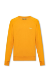Balmain Flocked Logo Classic Sweatshirt In Orange Vif Blanc