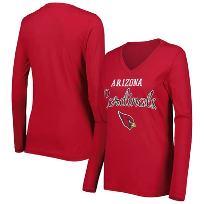 G-iii 4her By Carl Banks Cardinal Arizona Cardinals Post Season Long Sleeve V-neck T-shirt