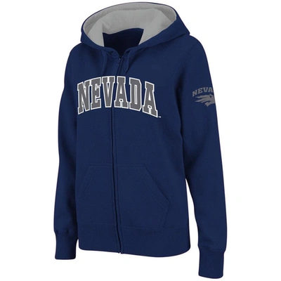 Colosseum Stadium Athletic Navy Nevada Wolf Pack Arched Name Full-zip Hoodie