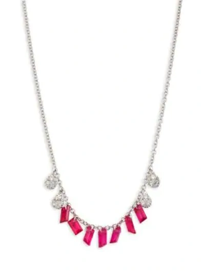 Meira T Women's Diamond & Ruby Necklace In White Gold Ruby