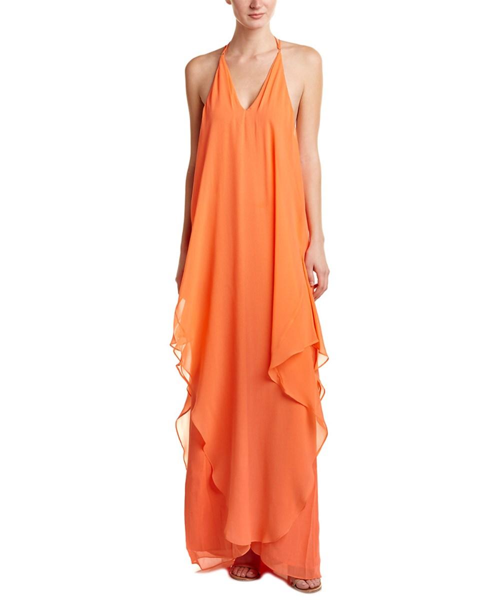 orange silk maxi dress