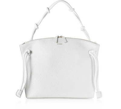 Jil Sander Natural Leather Medium Hill Shoulder Bag In White