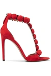 Alaïa Bombe 120 Studded Suede Sandals In Rosso