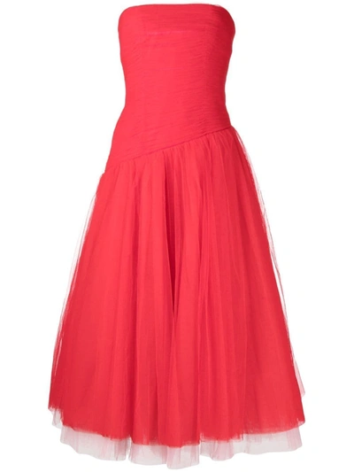 Leo Lin Rosalie Bustier Midi Dress In Red