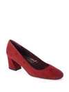 Stuart Weitzman Marymid Leather Block-heel Pumps In Red