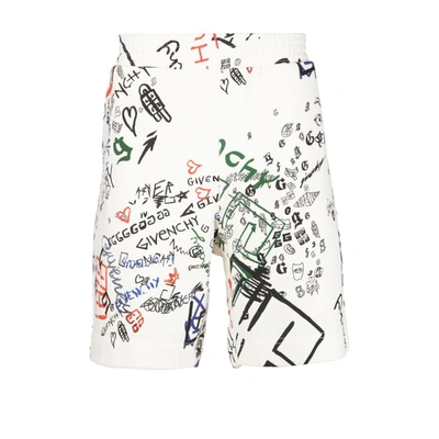 Givenchy (vip) White Graffiti Cotton Track Shorts