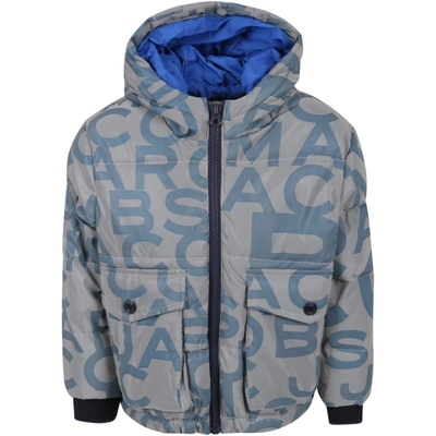 Little Marc Jacobs Kids' Iridescent Jacket For Boy With Logos In Grey
