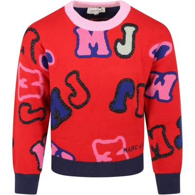 Little Marc Jacobs Kids' Red Sweater For Girl With Logos