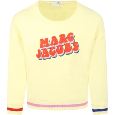 Little Marc Jacobs Kids' Yellow Sweatshirt For Girl With Logo