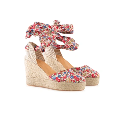 Mc2 Saint Barth Espadrillas With High Wedge And Ankle Lace In Red