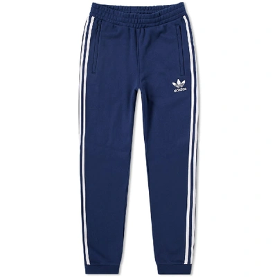 Adidas Originals Adidas Cuffed 3 Stripe Track Pant In Blue