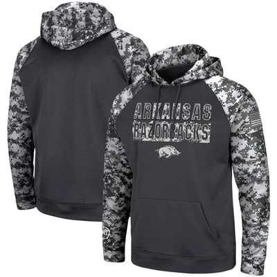 Colosseum Charcoal Arkansas Razorbacks Oht Military Appreciation Digital Camo Pullover Hoodie