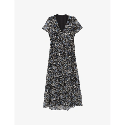 Ikks Anemone Floral-print Woven Dress In Black
