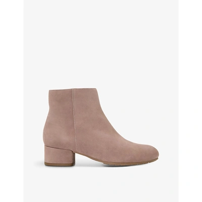 Dune Pippie Heeled Suede Ankle Boots In Taupe-suede