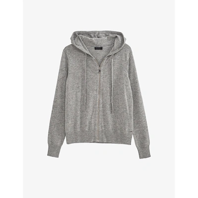 Ikks Hooded Long-sleeved Cashmere Hoody In Mouse Grey