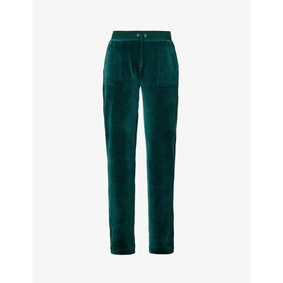 Juicy Couture Del Ray Straight-leg High-rise Velour Jogging Bottoms In Rain  Forest257 | ModeSens