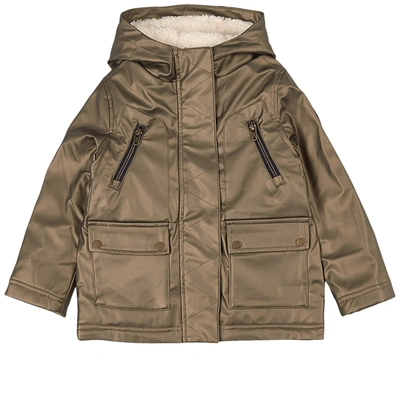 Ikks Kids' Faux Fur Lined Jacket Bronze Colored In Yellow