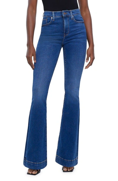 River Island Mid Rise Pocketless Flare Jean In Blue