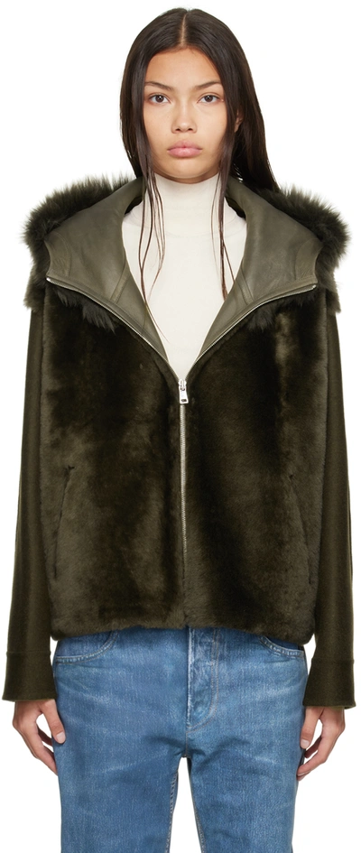 Yves Salomon Khaki Toscana Jacket In A8024 Feuillage
