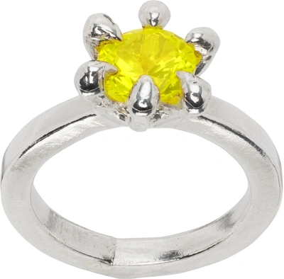 Mgn Ssense Exclusive Silver Venom Ring In Yellow