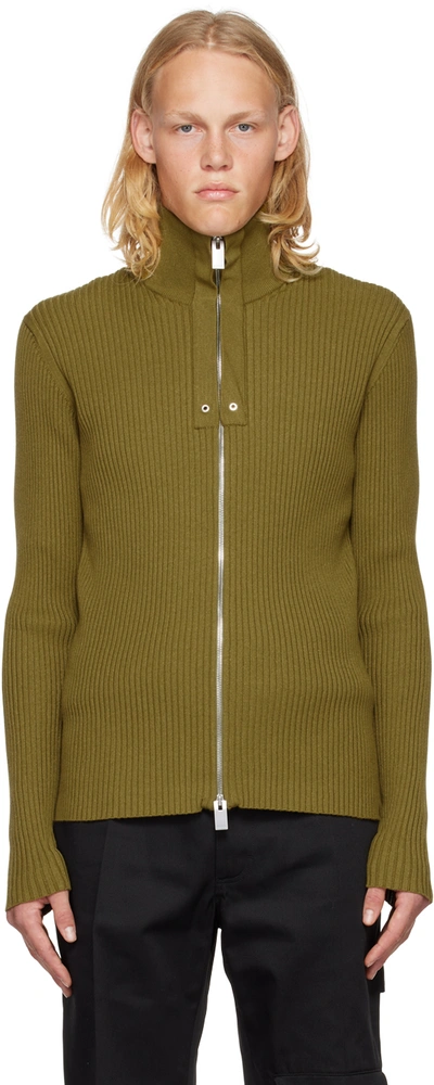Alyx 1017  9sm Zip-up Ribbed Sweater In Green