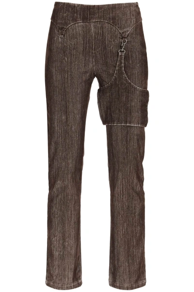Paloma Wool Orly Velvet Pants With Garter Detail In Brown
