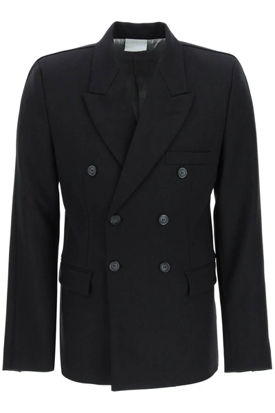 Vtmnts Double-breasted Stretch Wool Blazer In Black