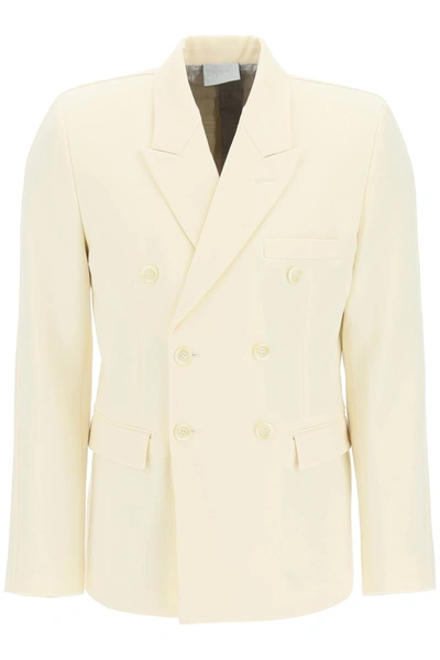 Vtmnts Double-breasted Stretch Wool Blazer In White