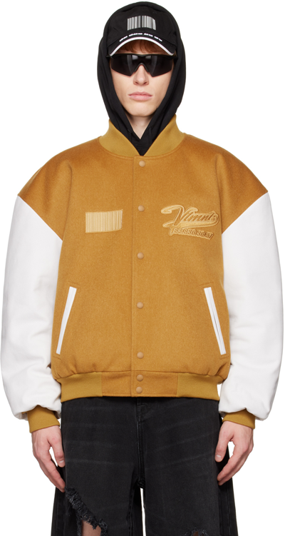 Vtmnts College Bomber Jacket In Yellow