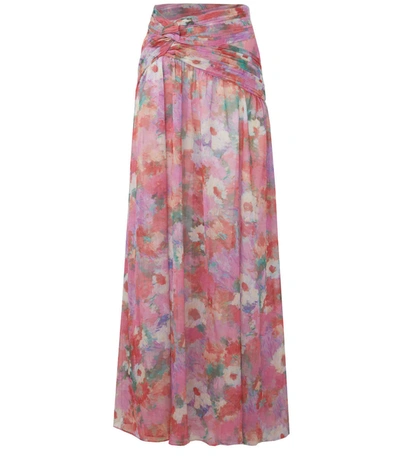 Patbo Printed Tulle High-slit Maxi Skirt In Floral | ModeSens