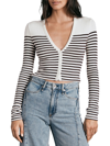 Rag & Bone The Knit Breton Stripe Cropped Cardigan In Beigemult