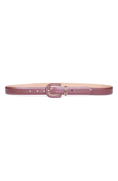 Linea Pelle Faux Leather Skinny Belt In Brown