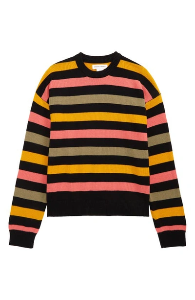 Melrose And Market Kids' Long Sleeve Print Sweater In Black Multi Stripe