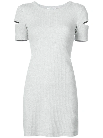 Helmut Lang Cutout Ribbed Cotton-jersey Mini Dress In Gray