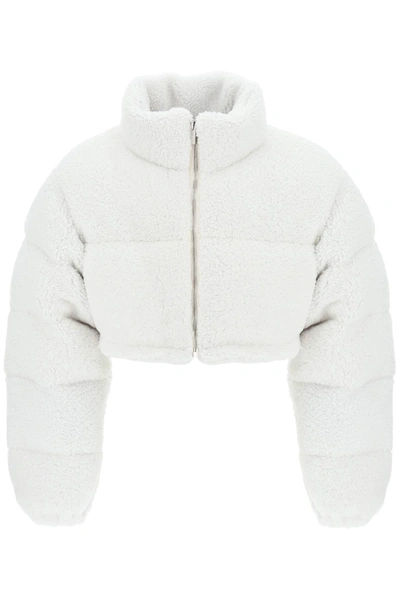 Vtmnts Cropped Shearling Puffer Jacket In White