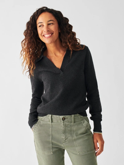 Faherty Jackson Sweater Polo Shirt In Ash Heathe