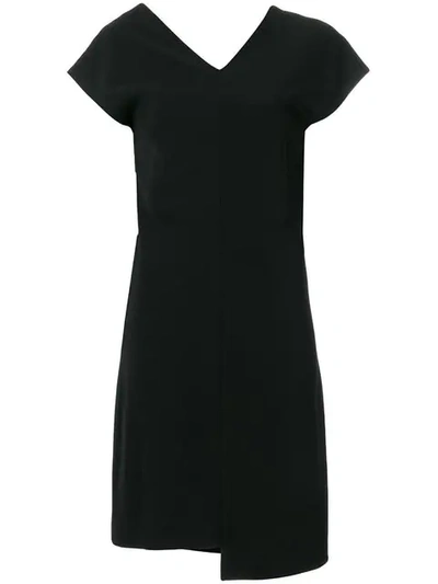 Helmut Lang Shifted Asymmetric Short-sleeve Dress In Black