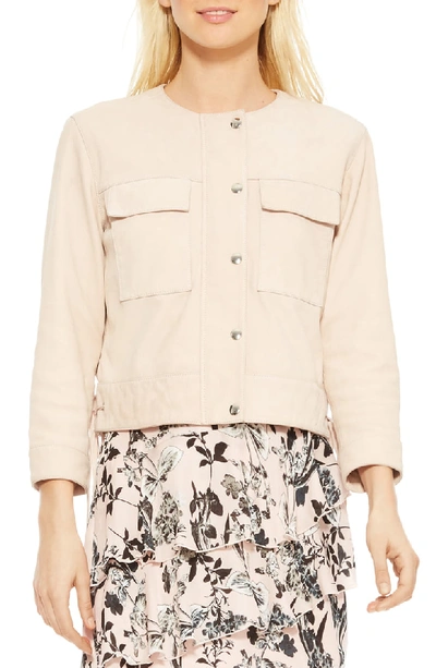 Parker Joey Zip-front Leather Jacket In Pearl Blush