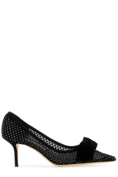Jimmy Choo Love 100 Embellished Mesh Pumps In Black Hematite