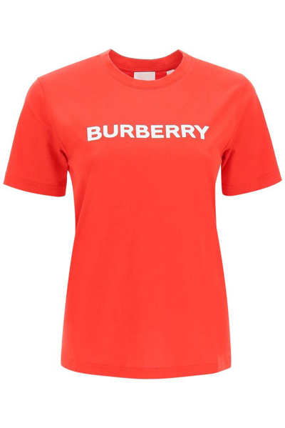 Burberry Organic Cotton Logo Print T-shirt In Red