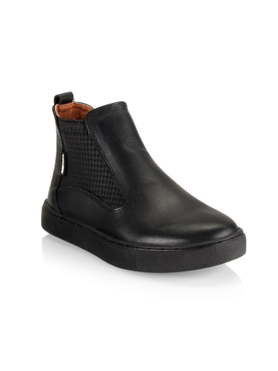 Venettini Little Kid's & Kid's Sloan Leather Sneakers In Black Shiny