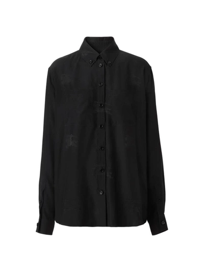 Burberry Ivanna Embroidered Button-front Blouse In Black